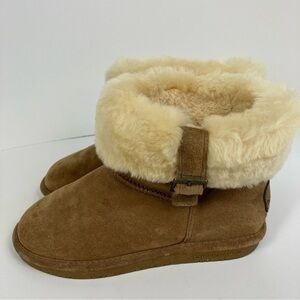 Bearpaw Abby Sheepskin Lined Hickory Winter Boots Ankle Buckle Size 7